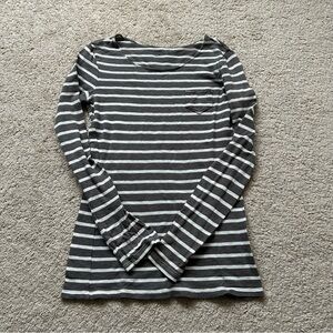 Striped Gray Women's Tight-Fitting Long Sleeve